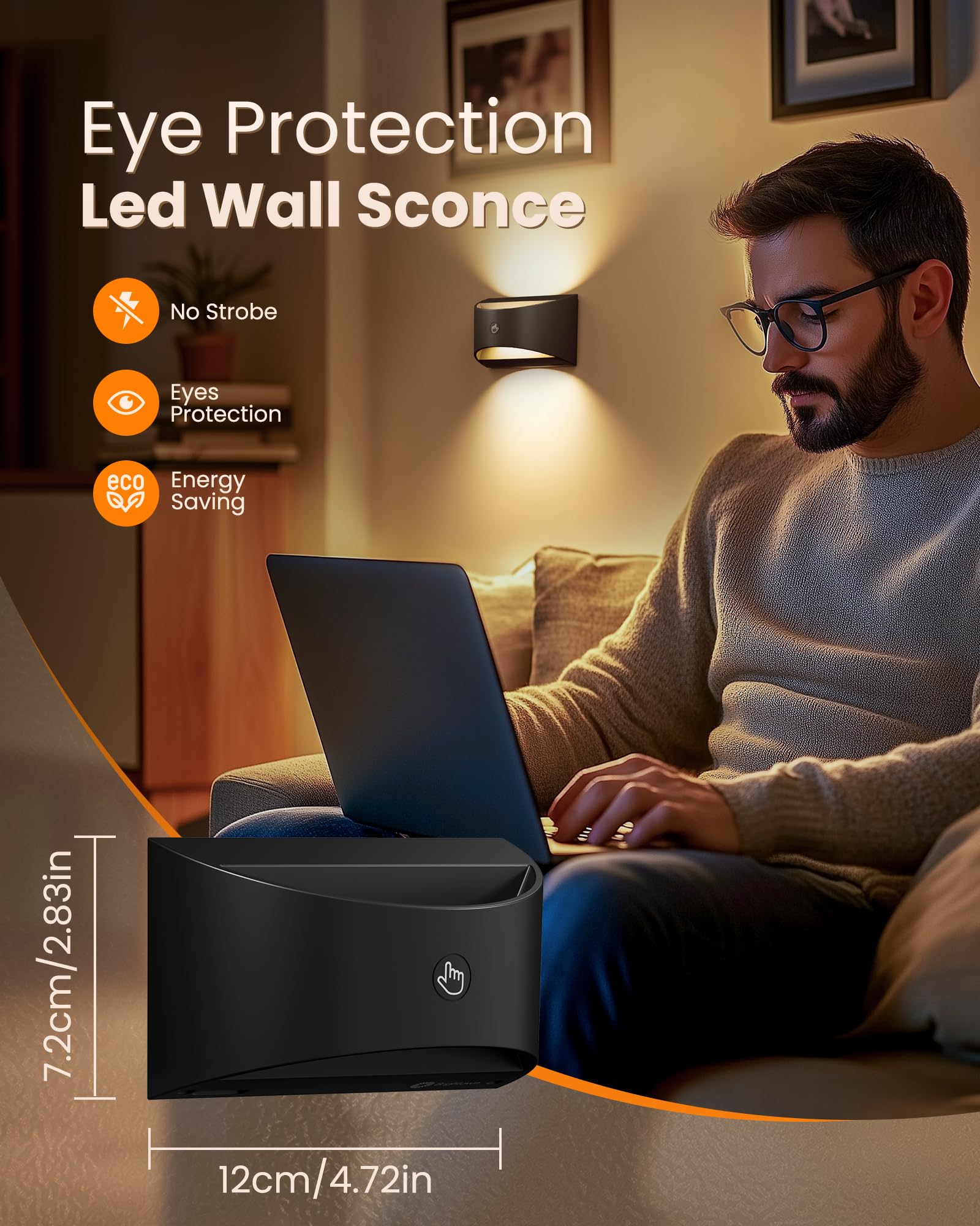 Brightown wireless wall lights in bedroom create cozy reading ambiance.