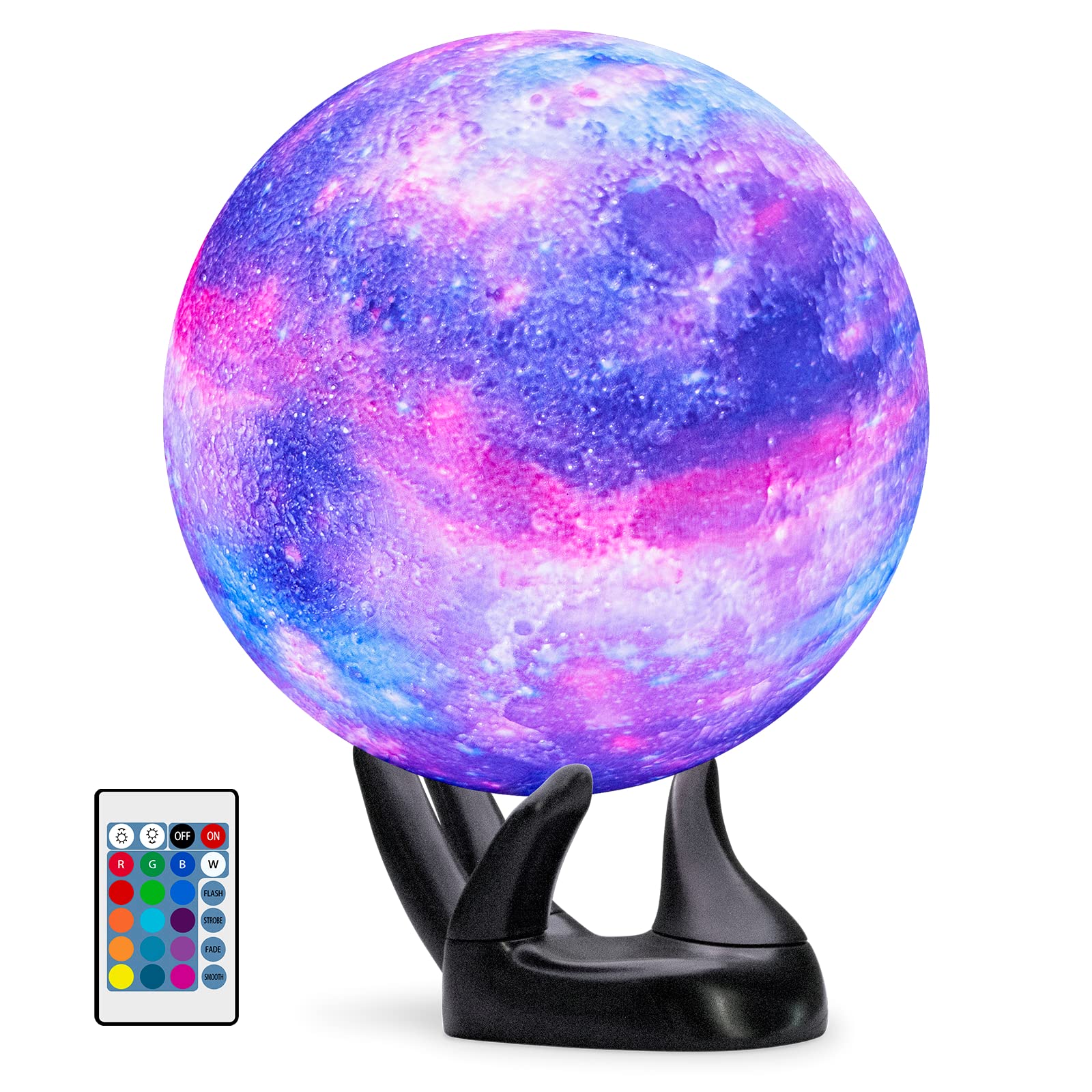 BRIGHTWORLD 7.1-inch galaxy moon lamp with lunar texture for cozy nighttime ambiance