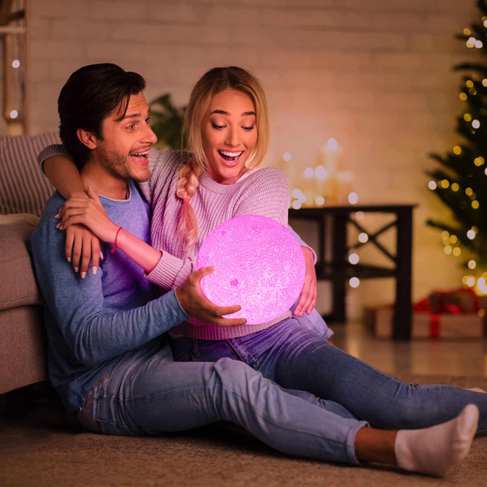 Brightworld Moon Lamp USB rechargeable battery supports cordless use while charging