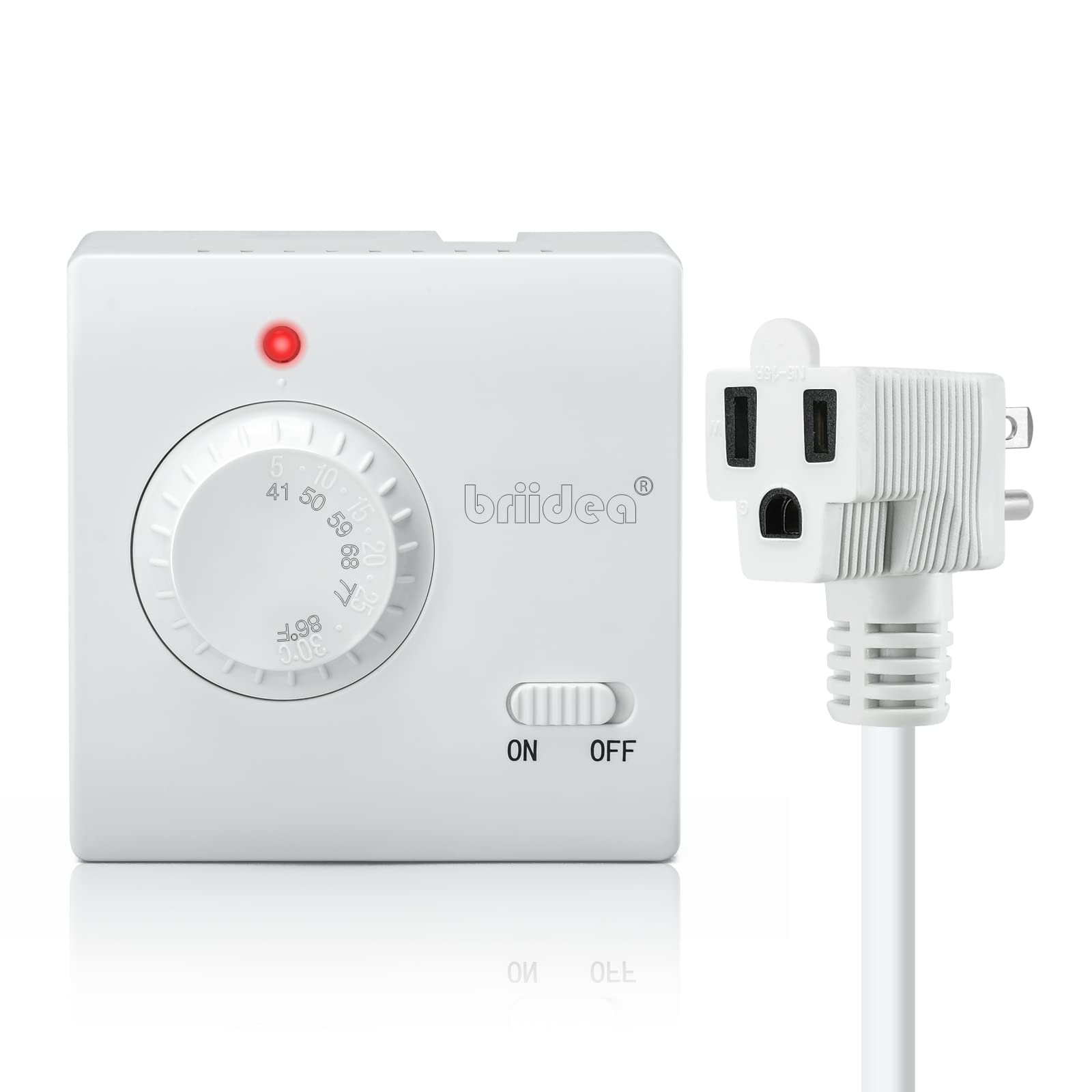 Briidea adjustable thermostat for heater and AC control with steady comfort.