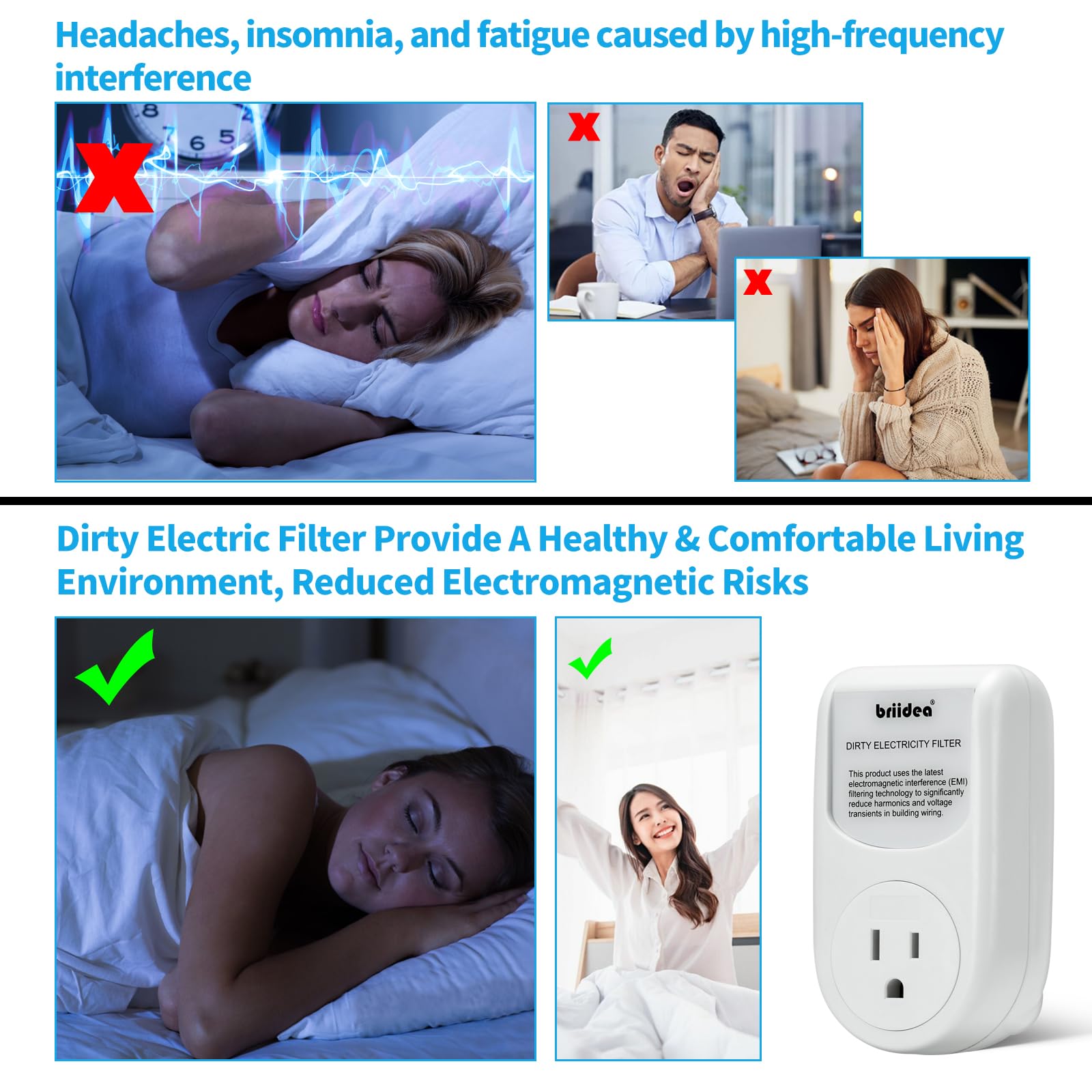 Briidea Dirty Electricity Filter casing close-up highlighting fire-resistant housing