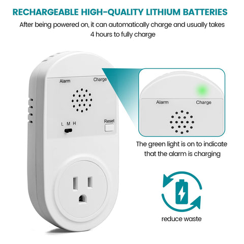 Briidea rechargeable lithium battery ensures alerts without frequent battery changes.