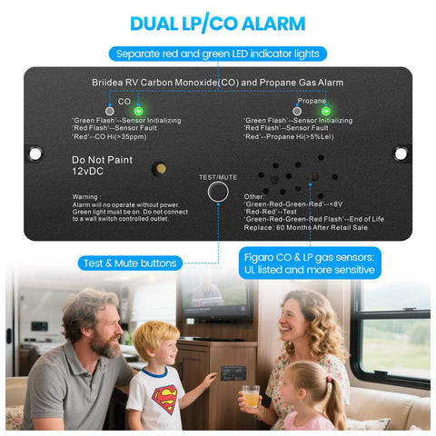 Briidea alarm emits a 100 dB alert for rapid warning in RV environments