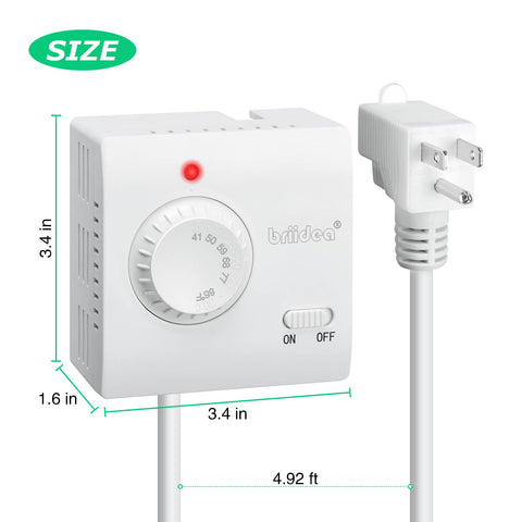 Briidea thermostat with long cord for flexible placement.