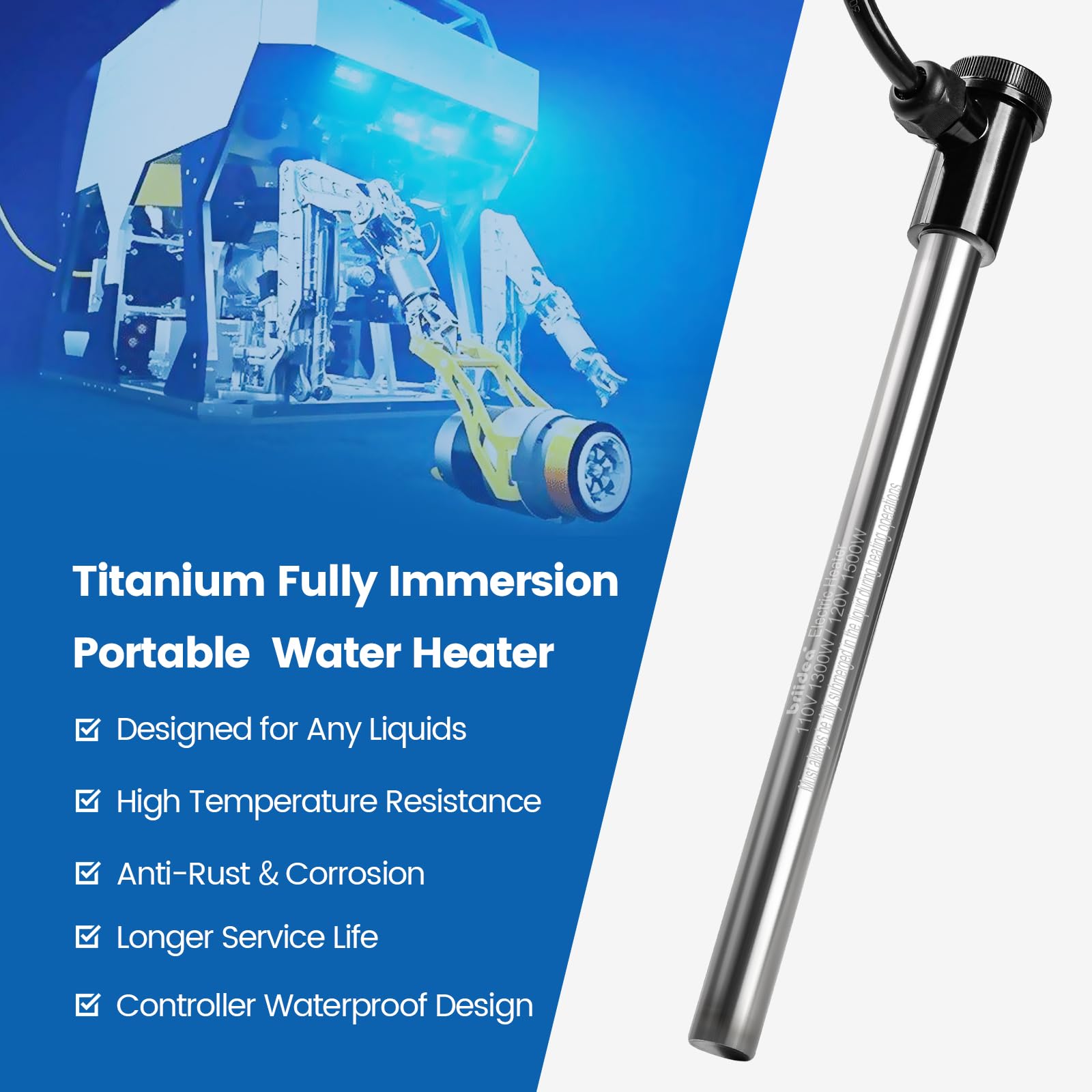 Briidea thermostat submerged probe maintains precise temperature