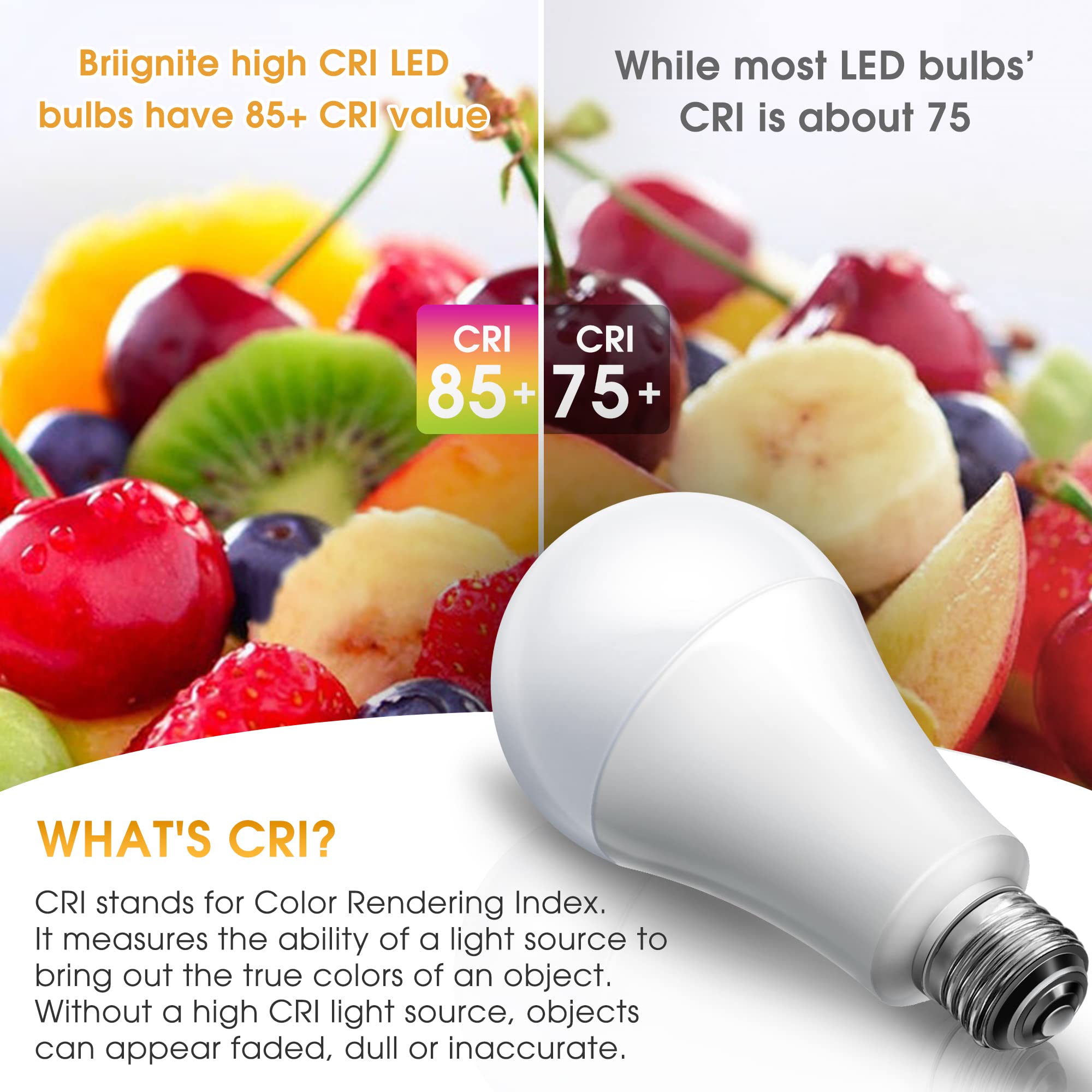 Briignite 3-way LED bulb long-life design, flicker-free and mercury-free