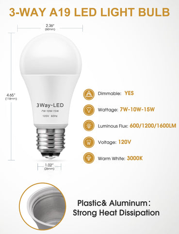 Briignite 3 Way LED bulbs with high CRI 85+ for accurate colors