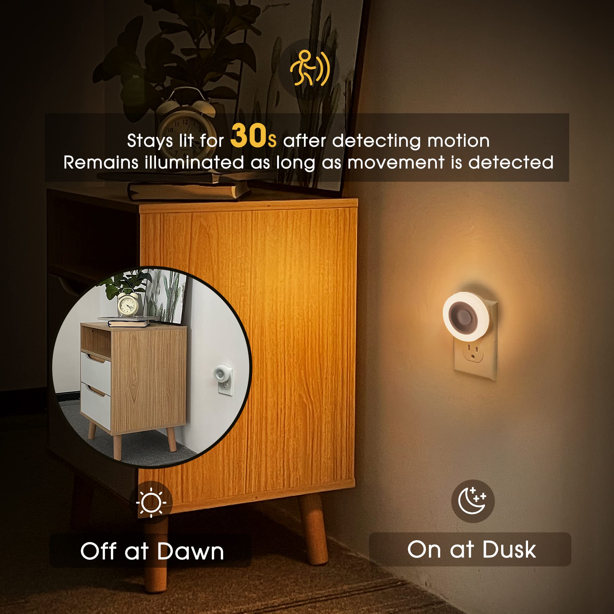 Briignite 4-pack night lights providing continuous illumination during late-night trips