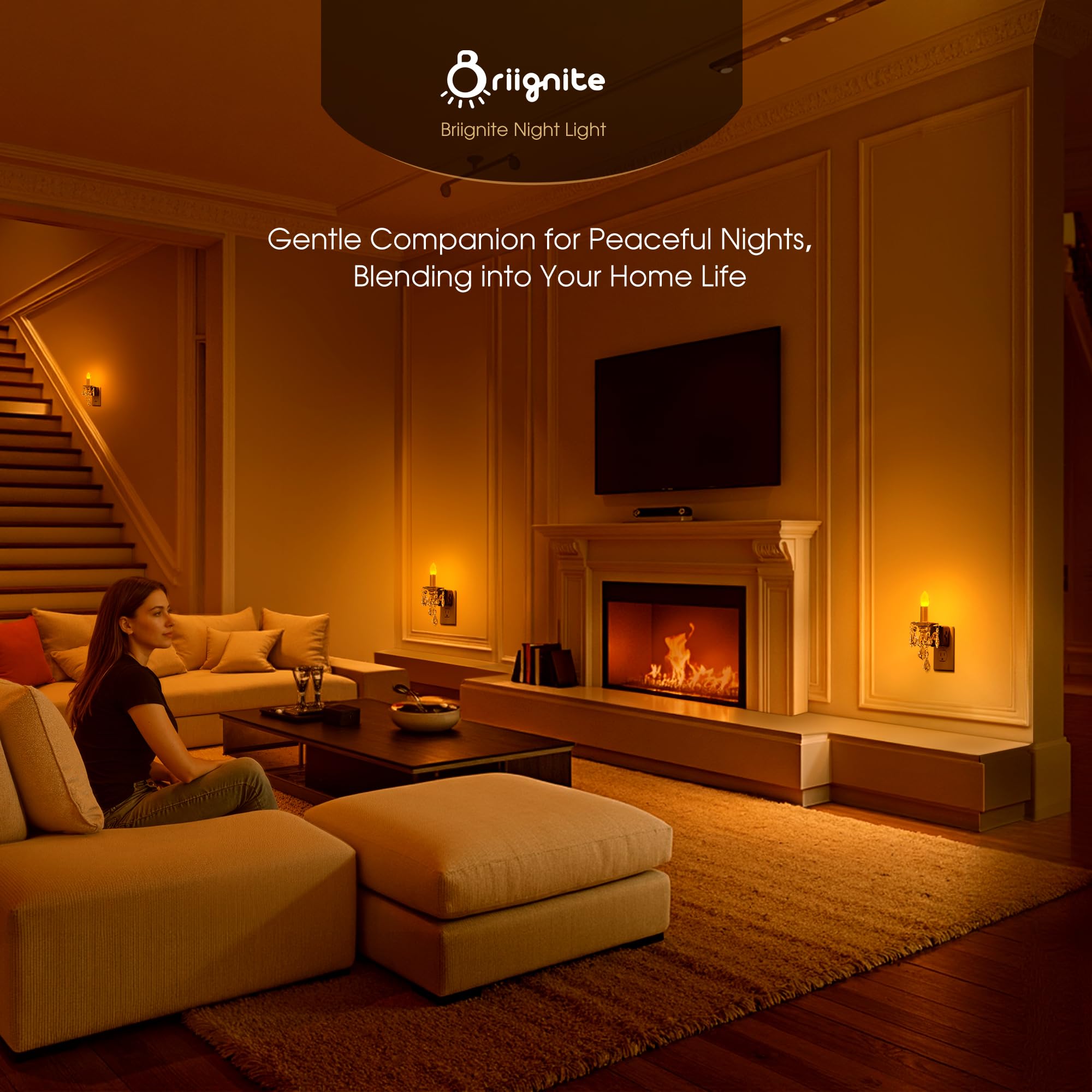 Briignite Decorative amber night light enhances nightly routines