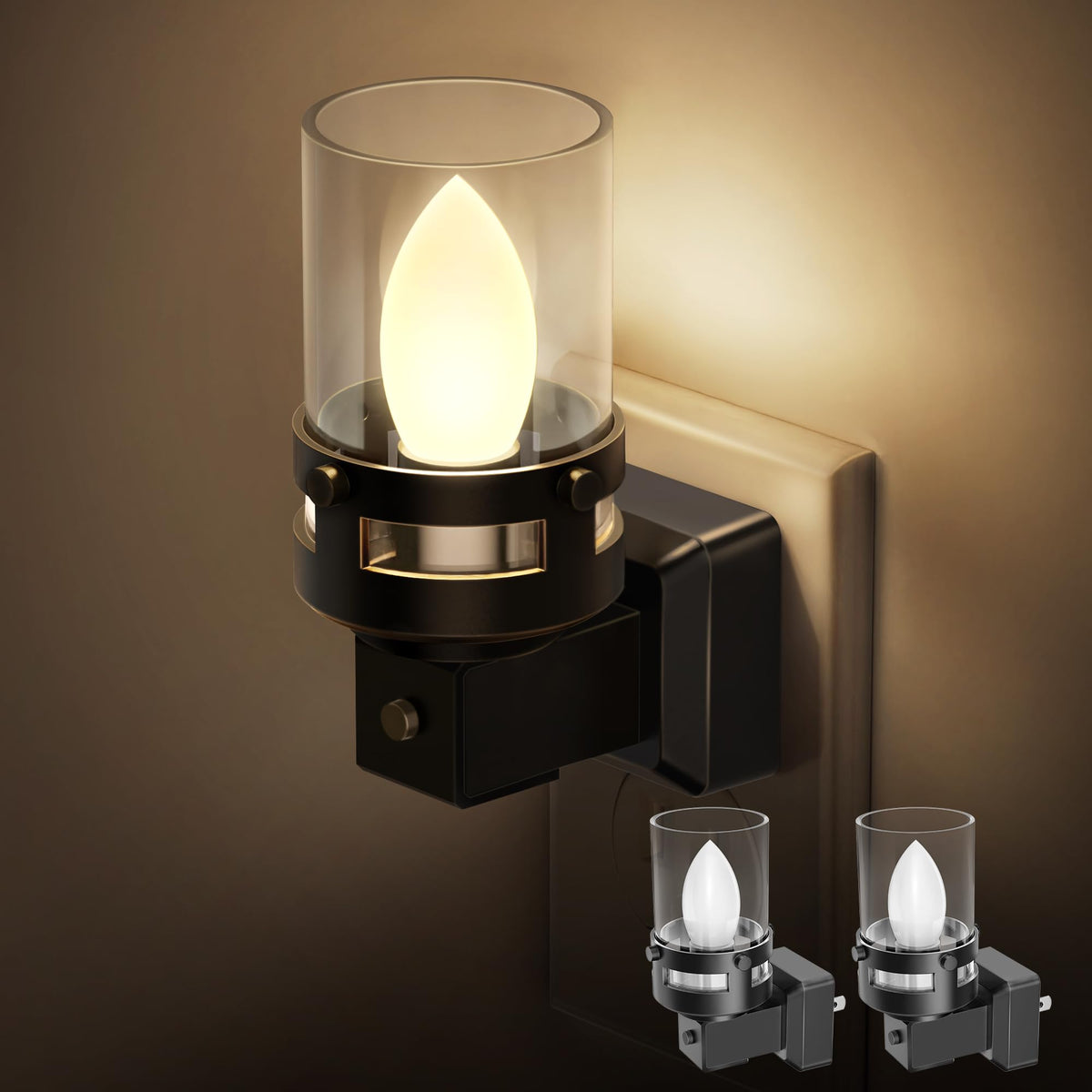 Briignite candle night light 2-pack glows softly for cozy hallways.