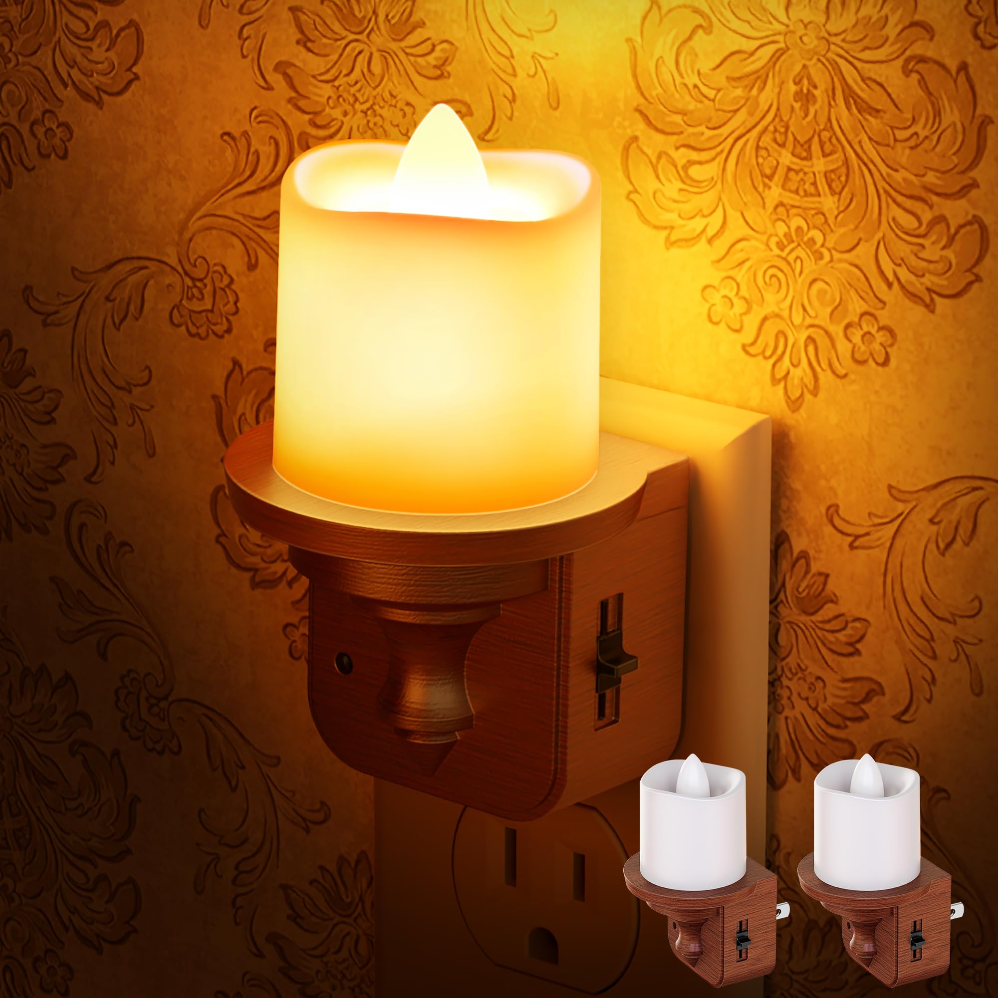 Briignite Candle Night Light with amber glow for hallways and entryways