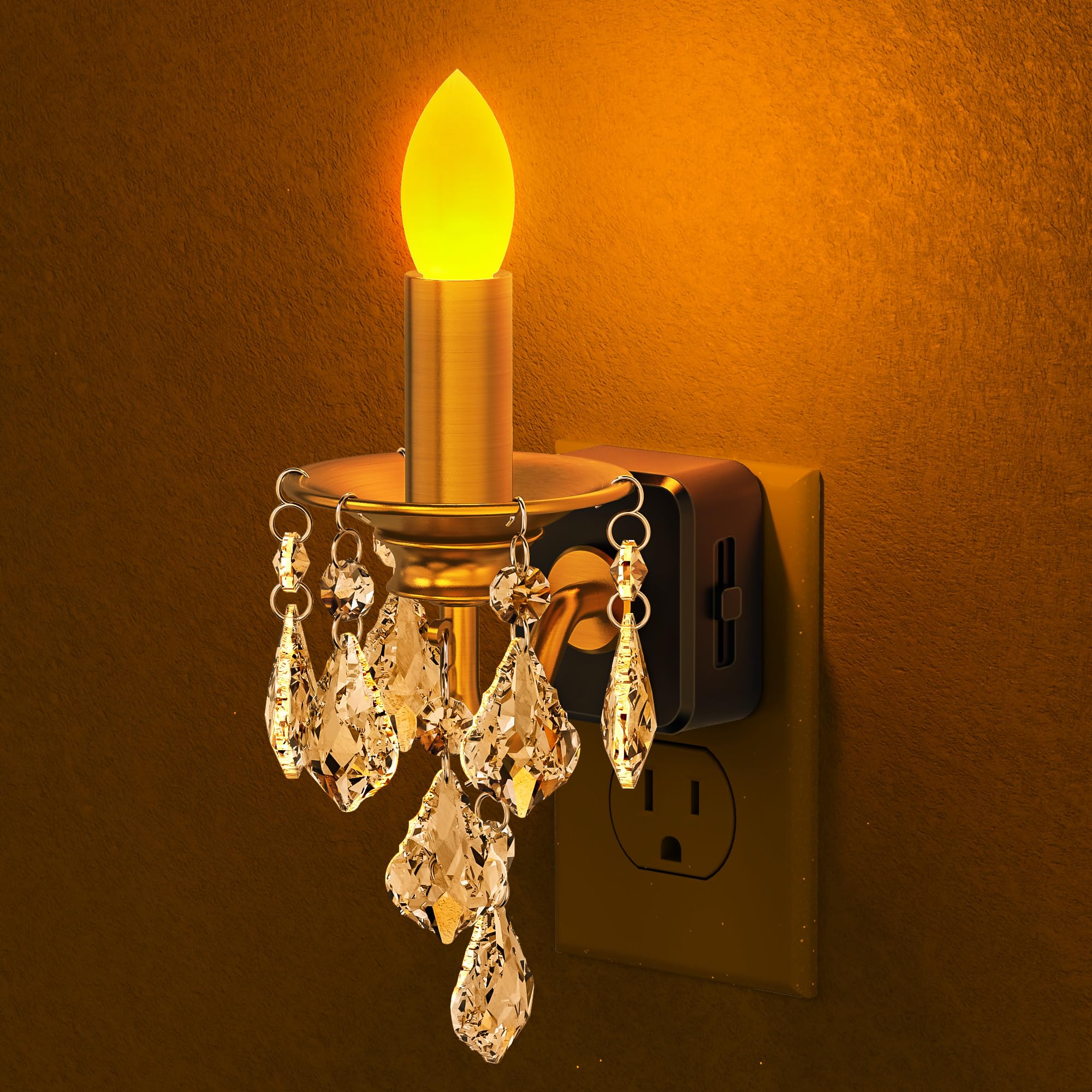 Briignite Candle Night Light wall plug amber glow for cozy spaces