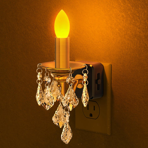 Briignite Candle Night Light wall plug amber glow for cozy spaces