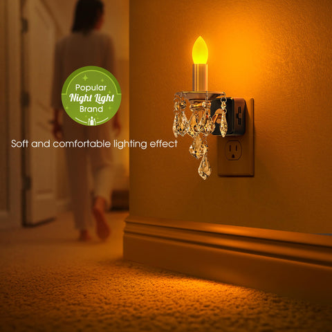 Briignite Gold Candle-Style Night Light with Crystal Pendants adds elegant ambiance