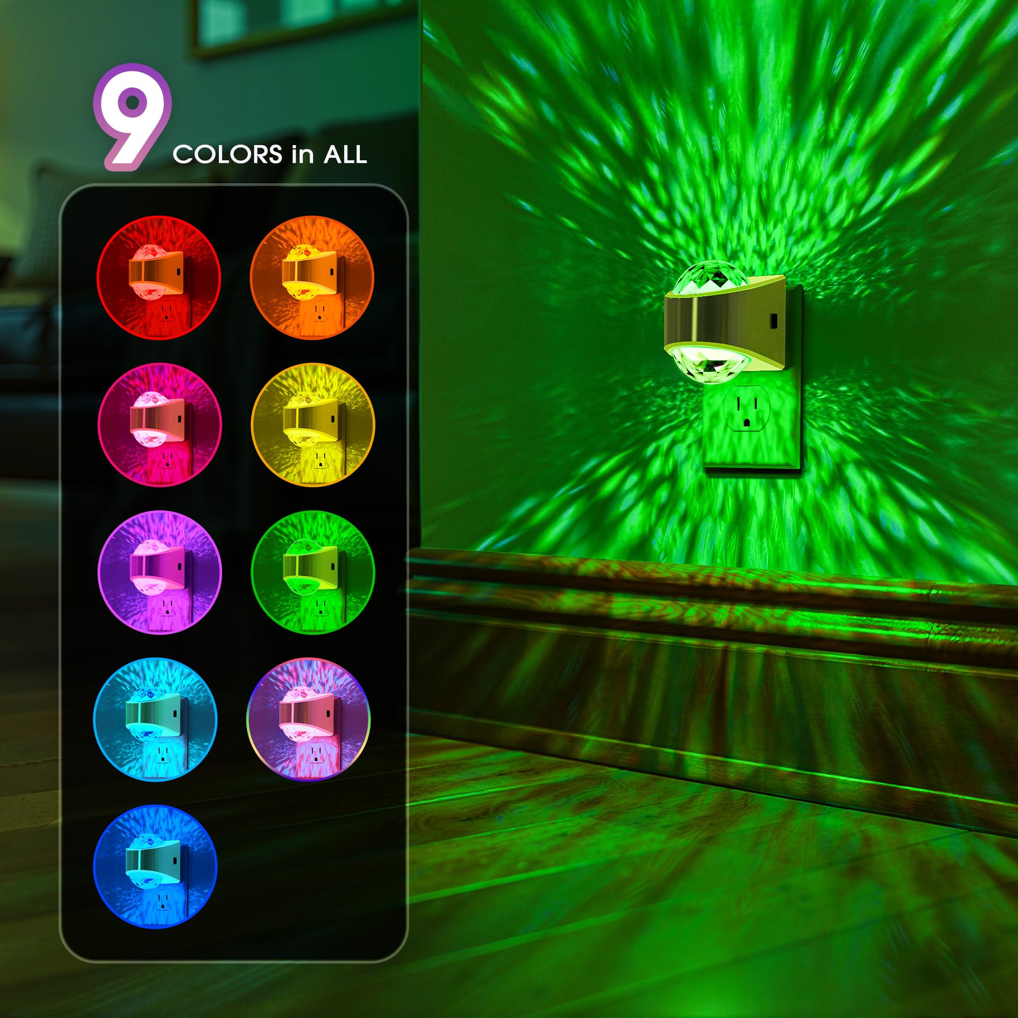 Briignite gold night light projector for kids room adds magical ceiling scenes.
