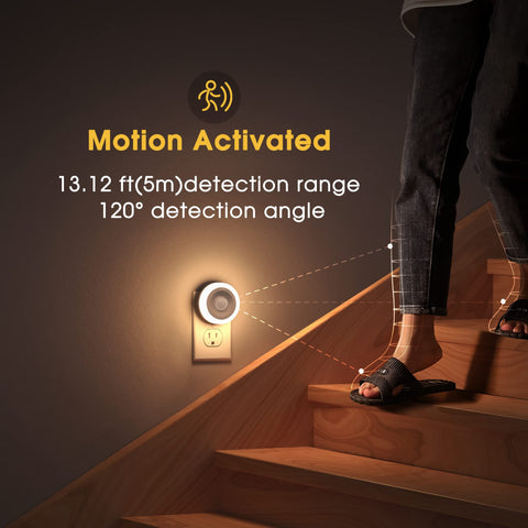 Briignite motion sensor night light in a bedroom guiding nighttime steps