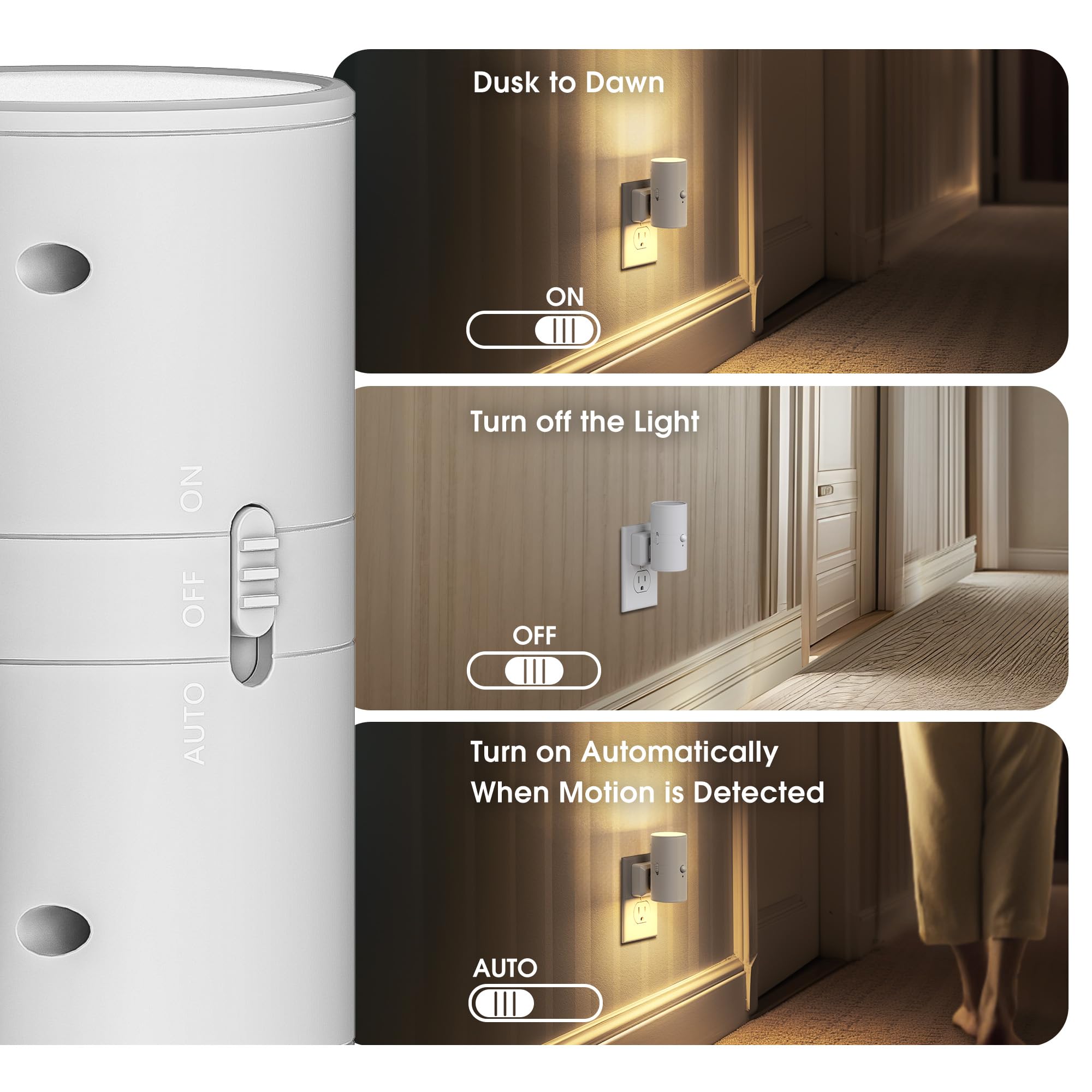 Briignite stairway night light enhances safety with auto-on feature.