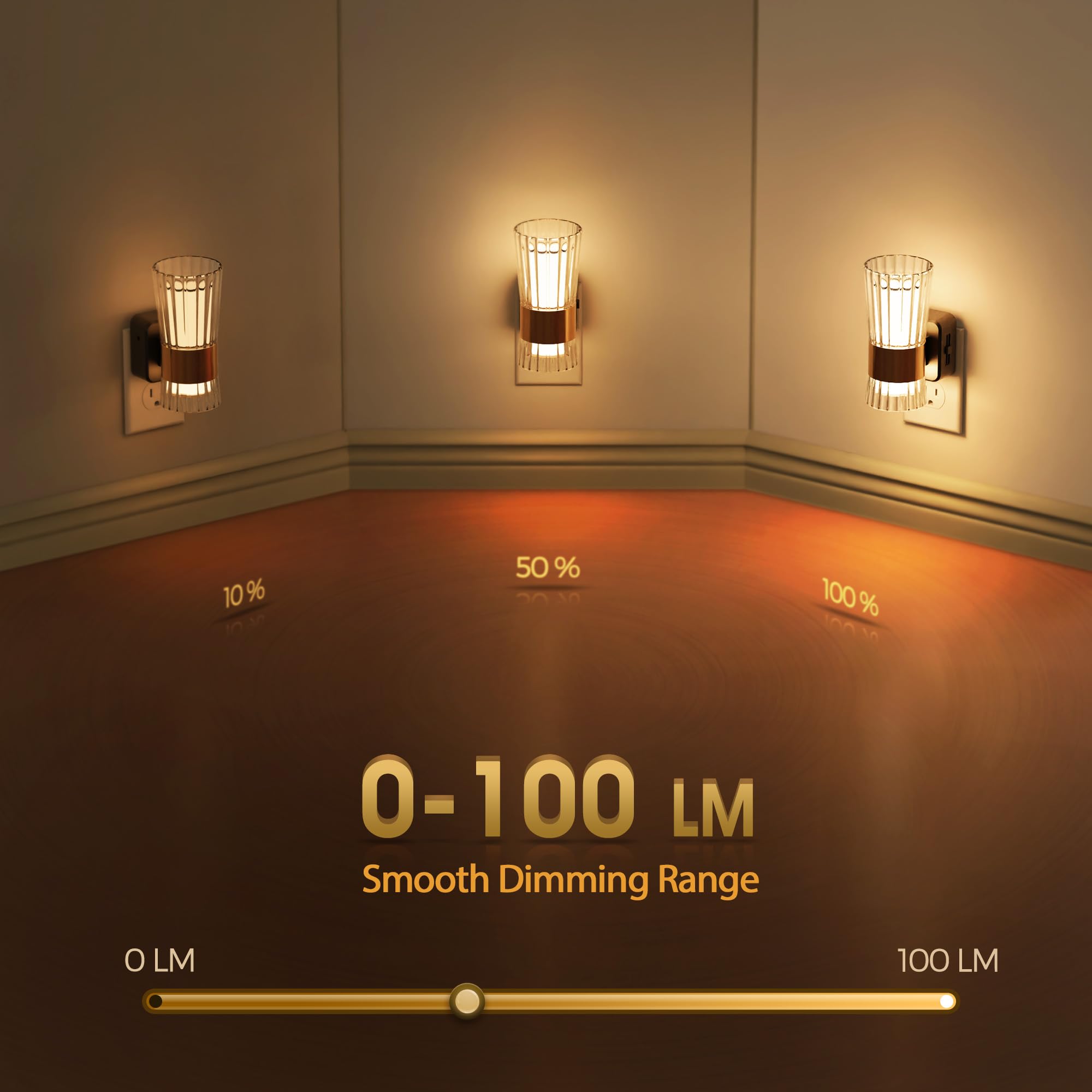 Adjustable brightness on Briignite night light via side dimmer.
