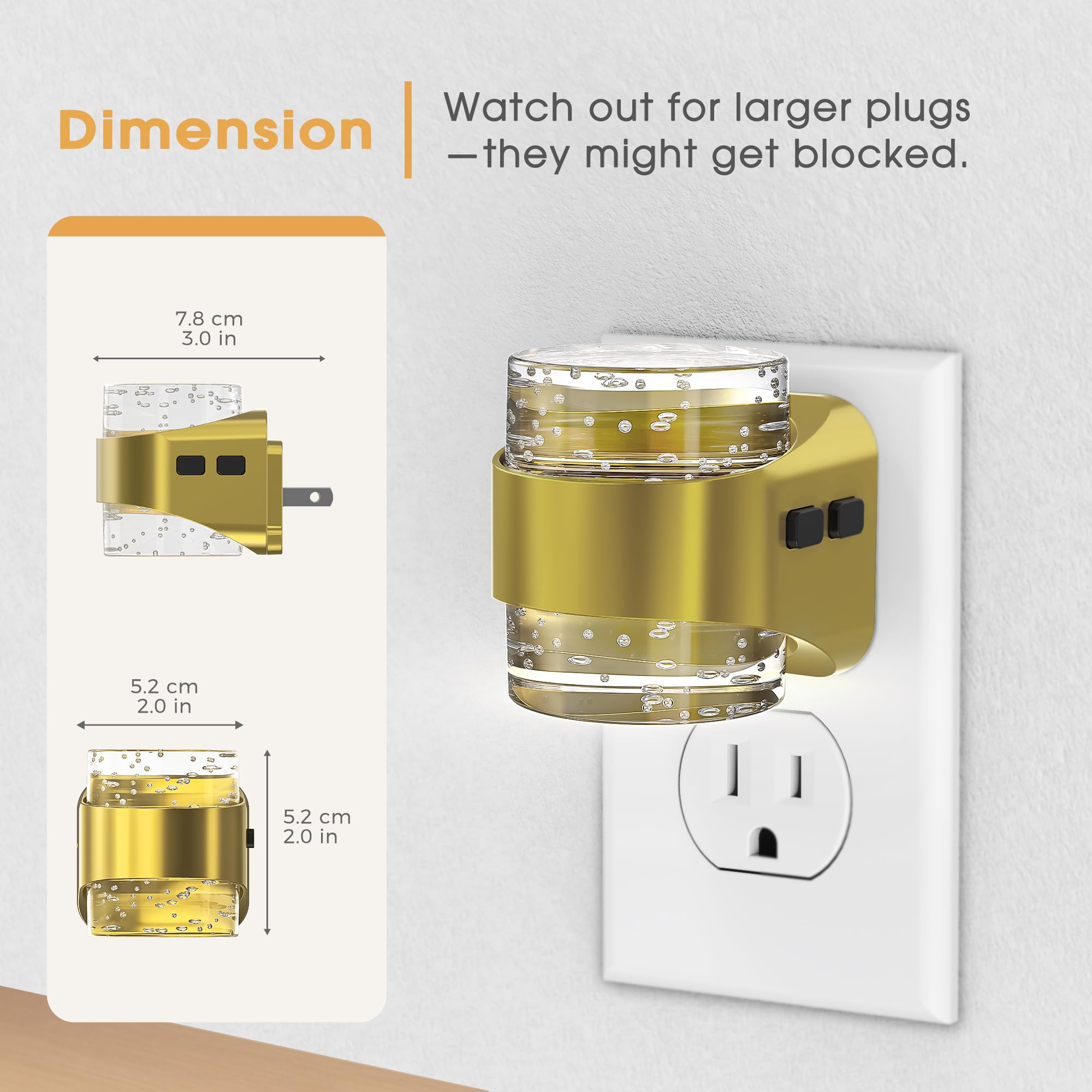 Briignite compact plug-in design fits tight spaces without blocking outlets