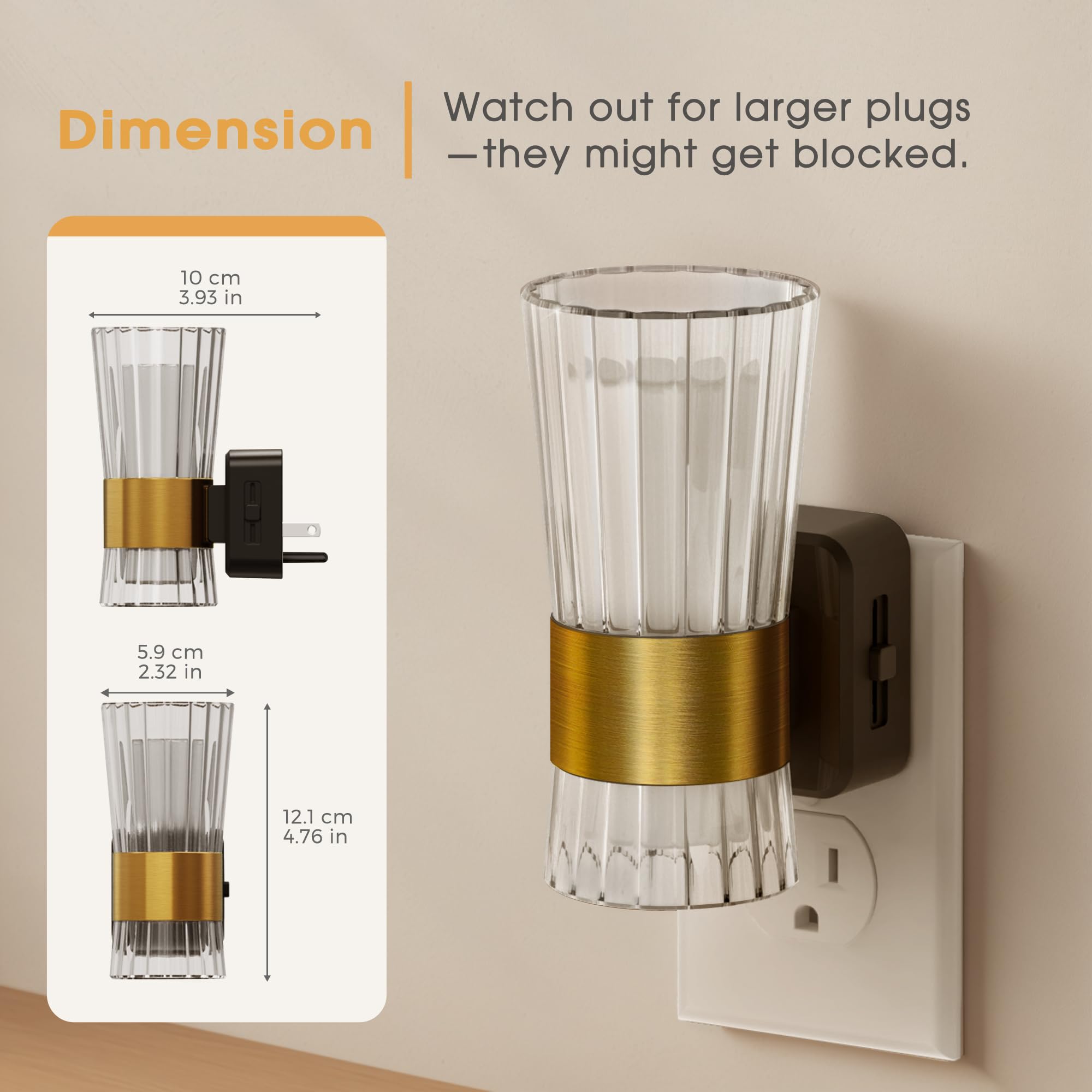 Energy-efficient 1W Briignite night light with long lifespan.