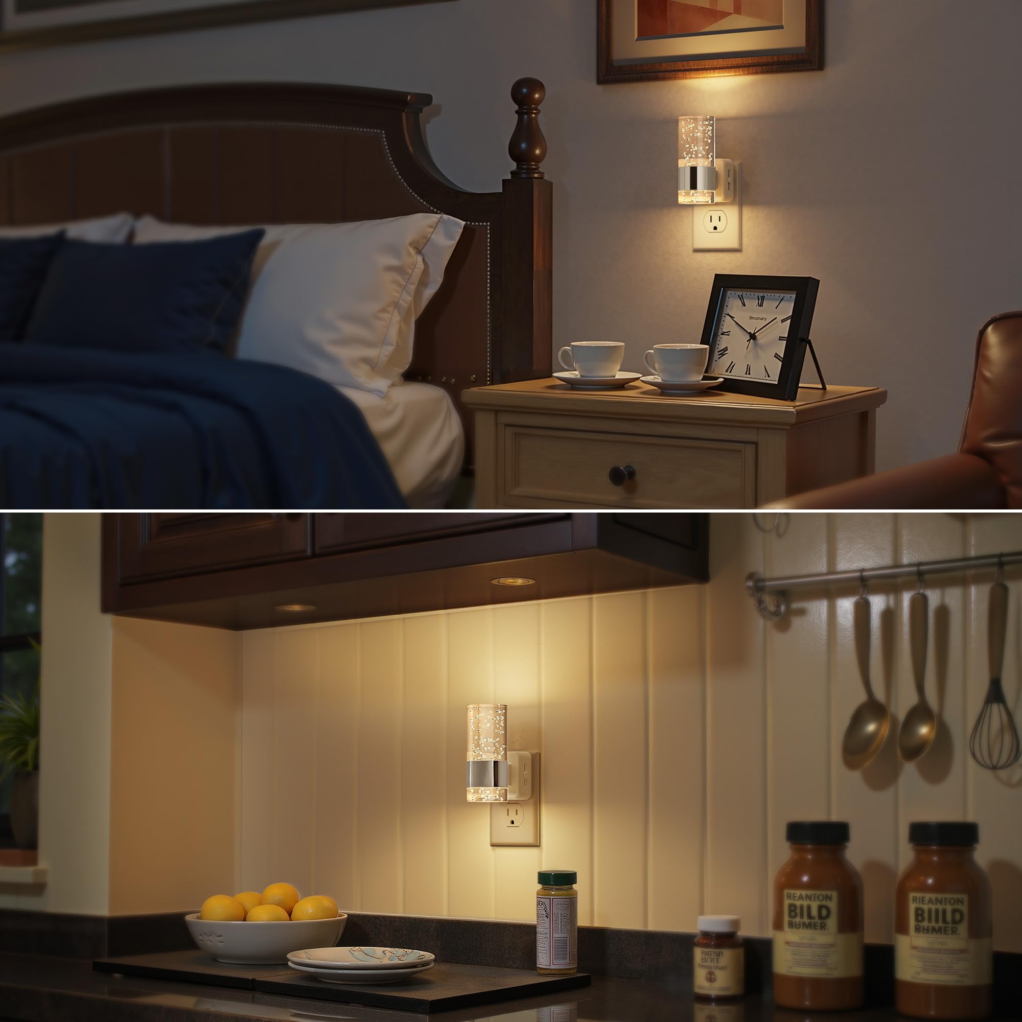 Briignite Night Light features a gold ring accent on a sleek black body.