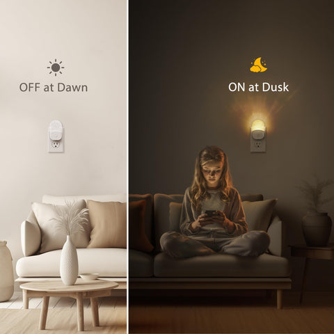 Briignite kids room night light with dusk-to-dawn sensor for automatic evening illumination