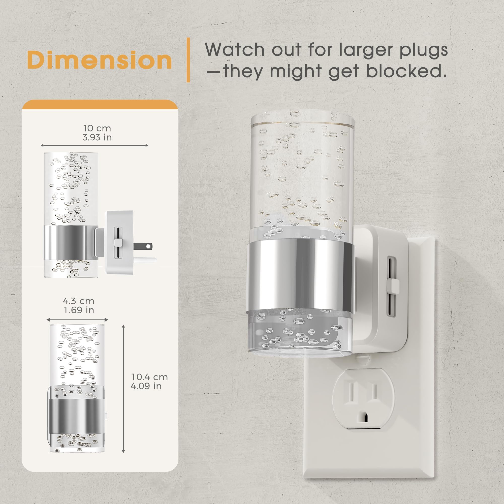 Briignite Night Light sliding dimmer for customizable brightness control.