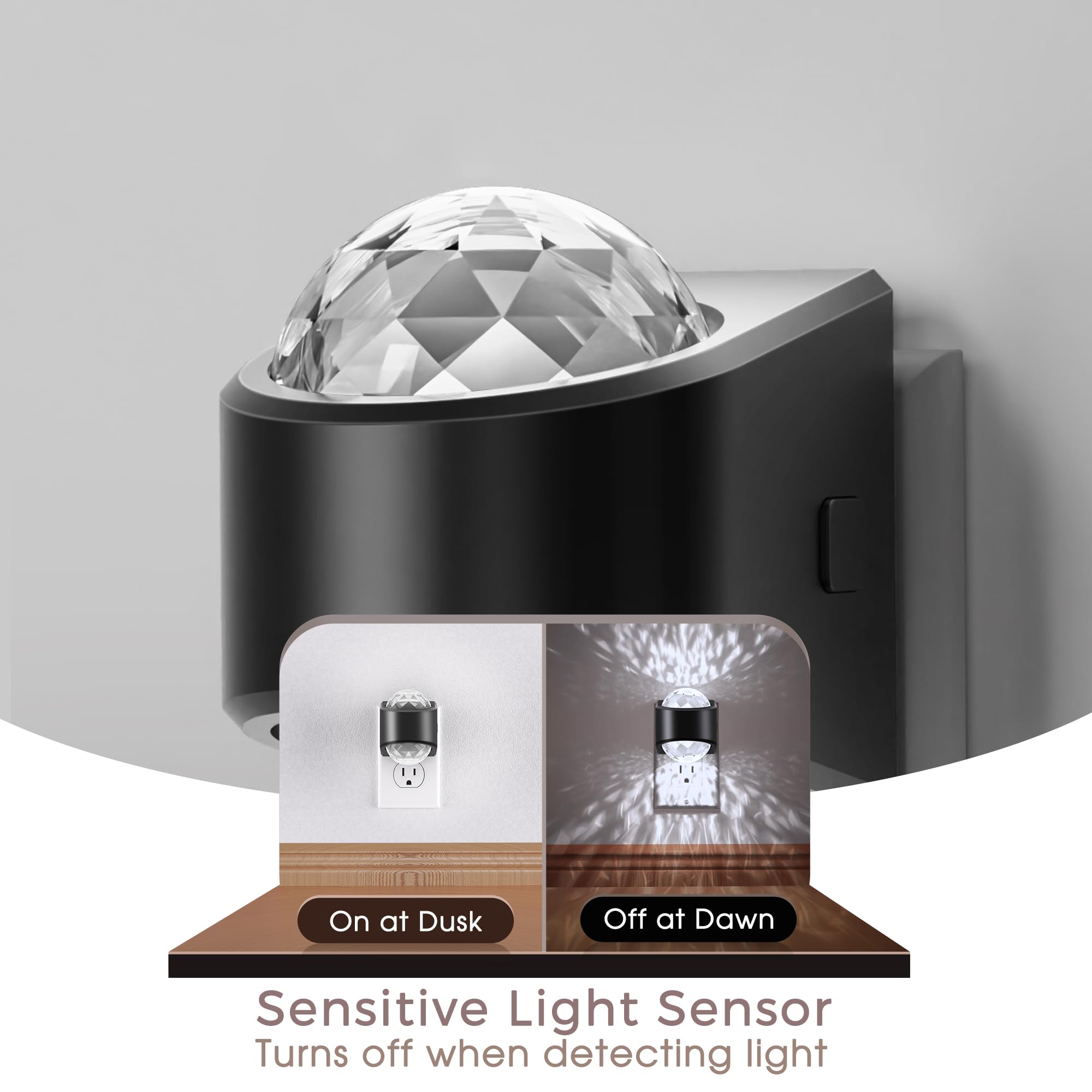 Briignite night light with up-down projection creating immersive lighting effects.