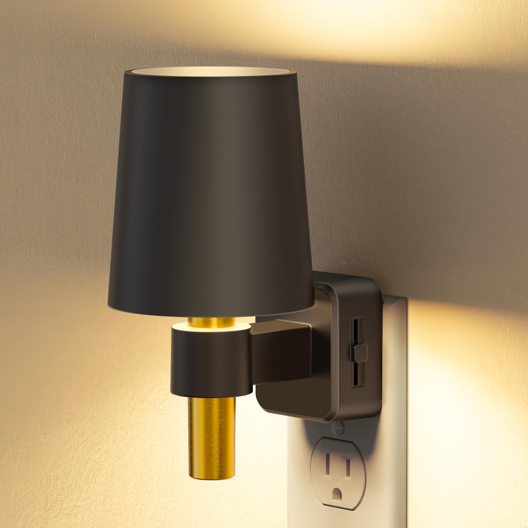 Briignite night light with vintage black shade softly illuminates hallways