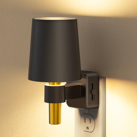 Briignite night light with vintage black shade softly illuminates hallways