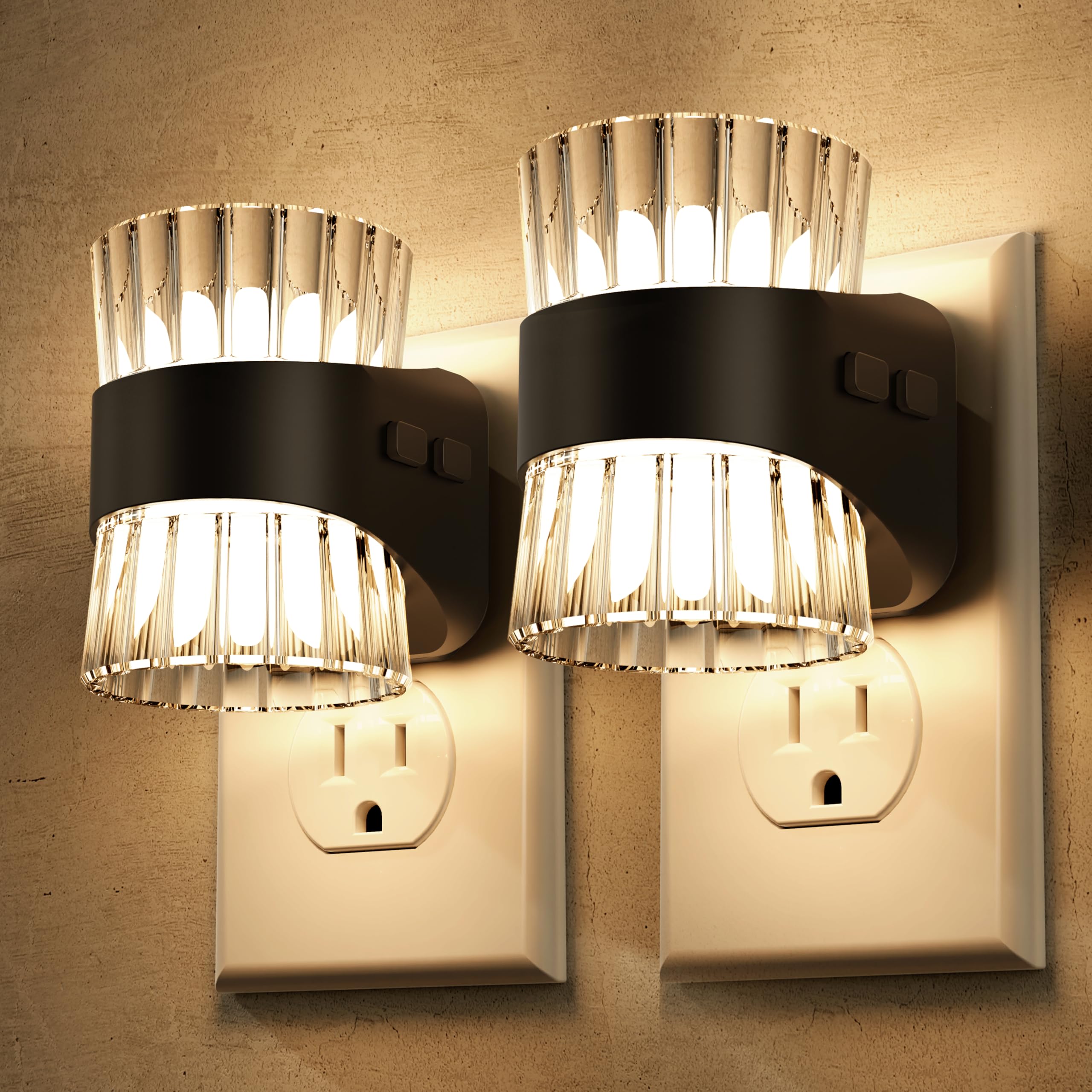 Briignite Night Light plugged into wall outlet with soft ambient glow.