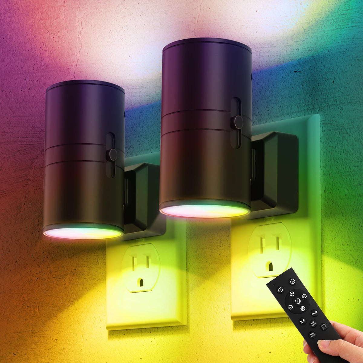 Briignite two-pack wall plug night lights illuminate hallways softly for safe nighttime trips.