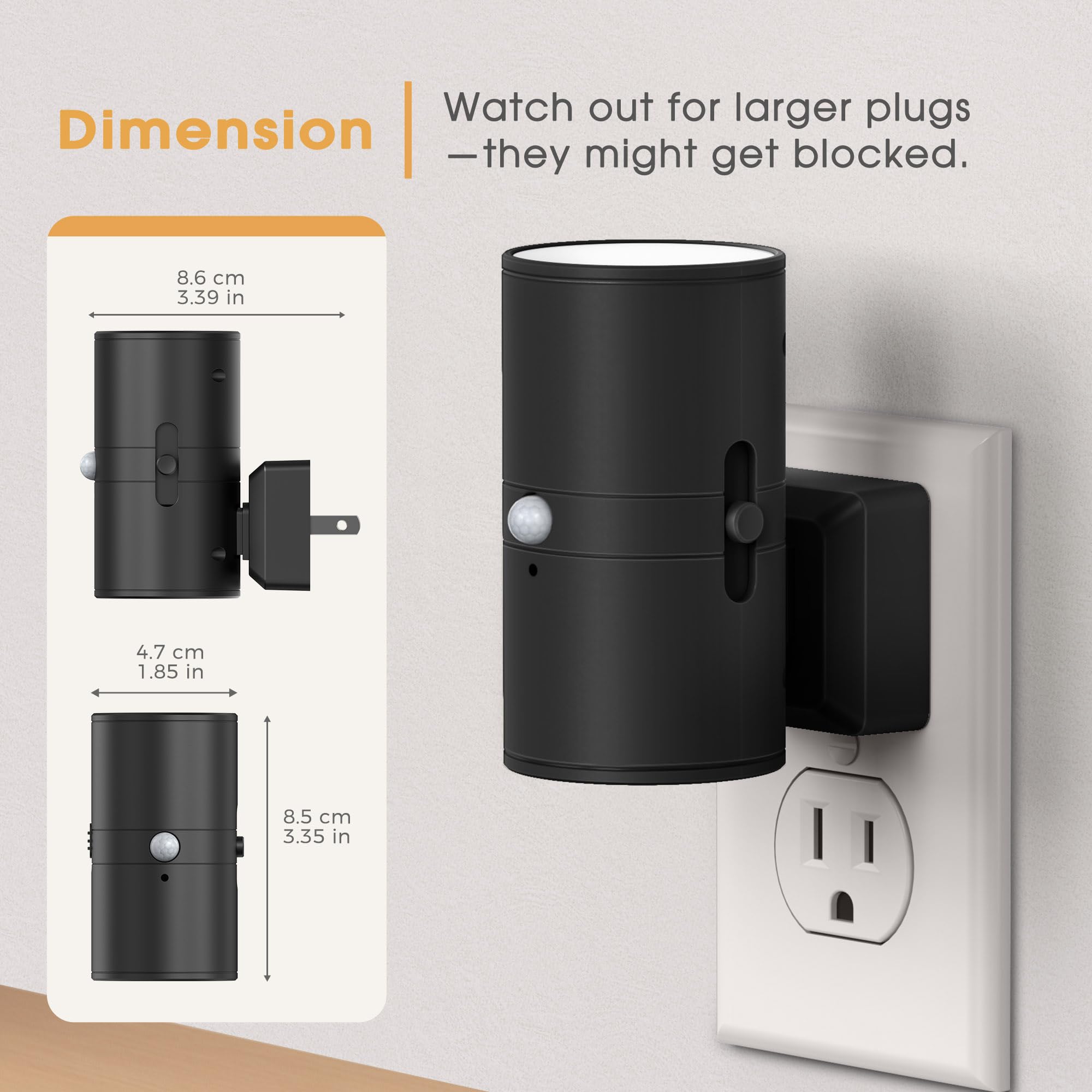 Briignite plug-in night light ideal for hallways, bathrooms, and bedrooms.