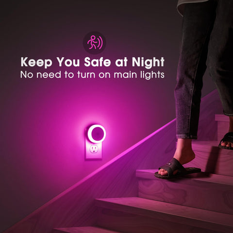 Briignite Purple Night Light lit glow highlights hallway navigation at night.