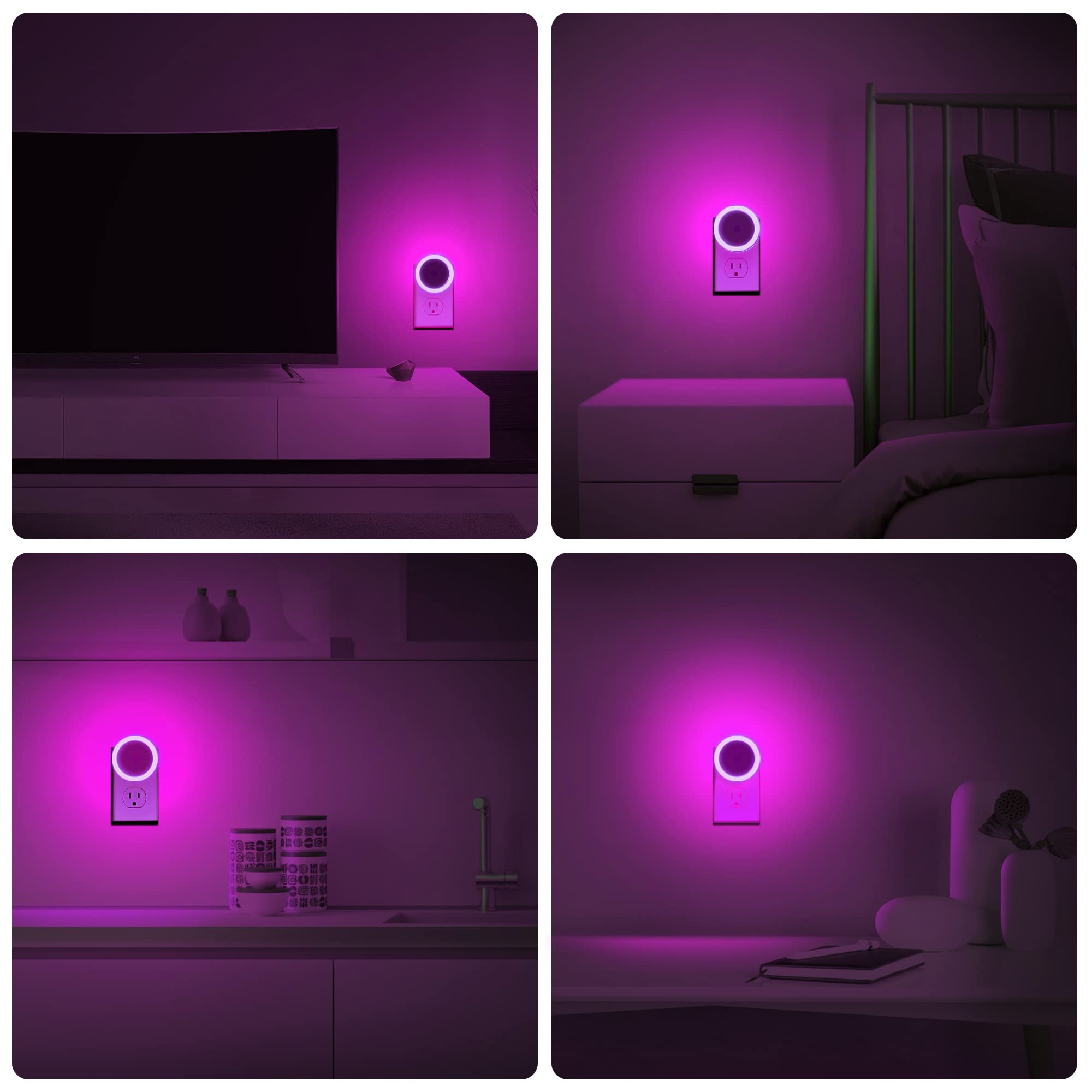 Briignite Purple Night Light packaging displays contents of the 4-pack.