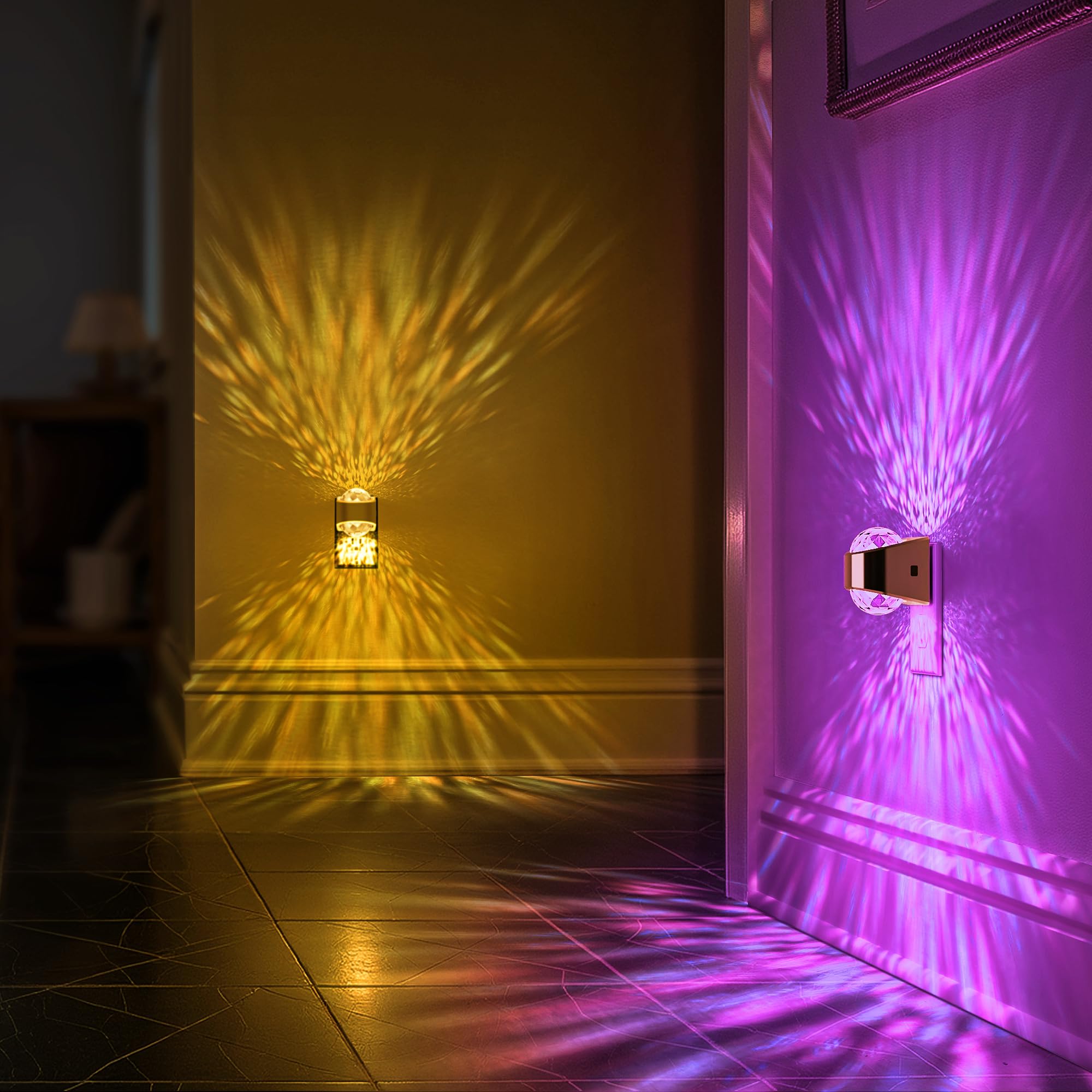 Briignite upward and downward projection fills room with immersive light.