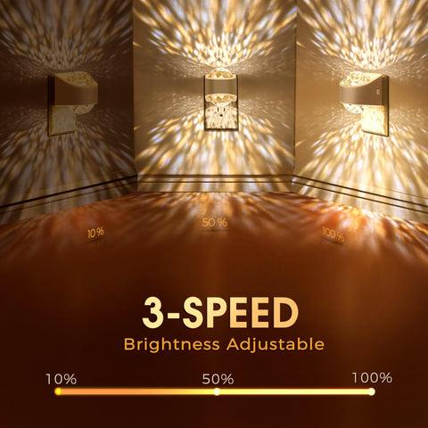 Briignite wall-plug night light projects 3000K warm light for cozy bedrooms.