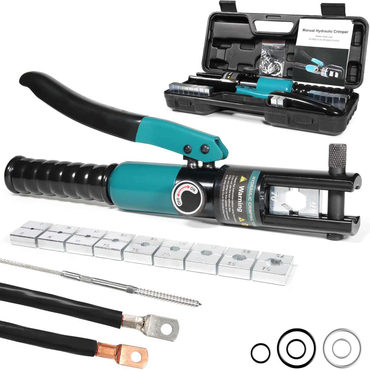 Brileine 10-ton crimping tool assembly showing core components