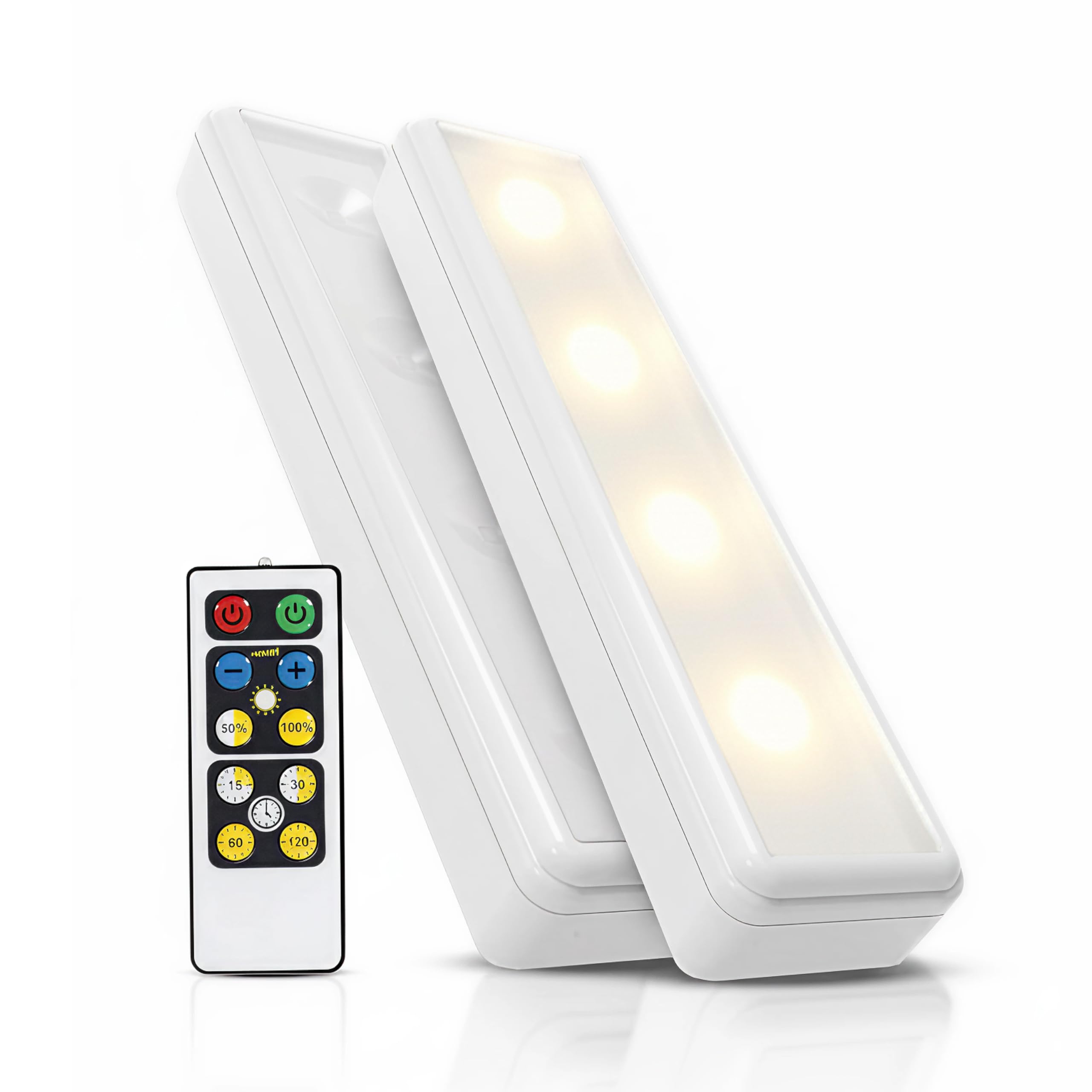 Brilliant Evolution stick-on touch light with remote provides quick, easy illumination under cabinets.