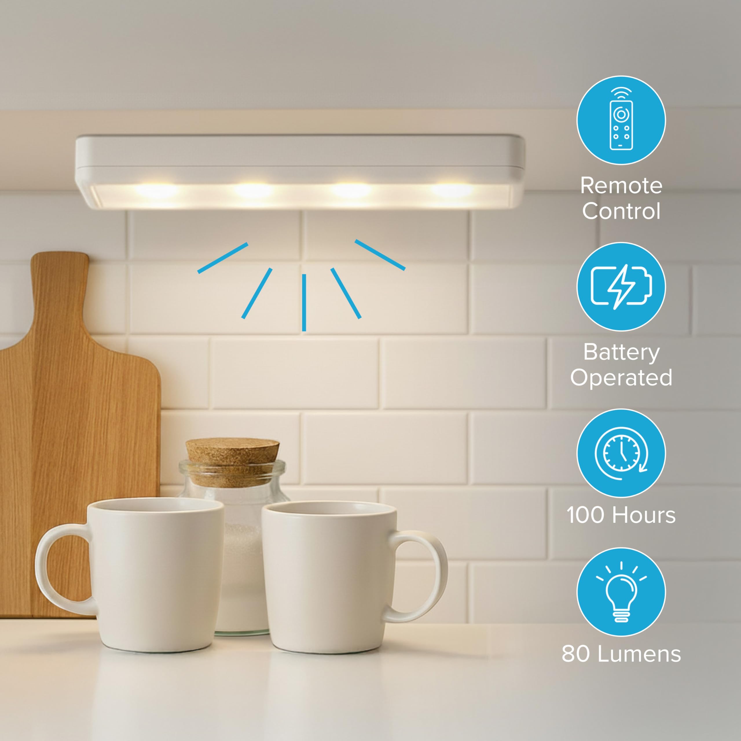 Brilliant Evolution wireless LED light with remote control for easy brightness and timing.