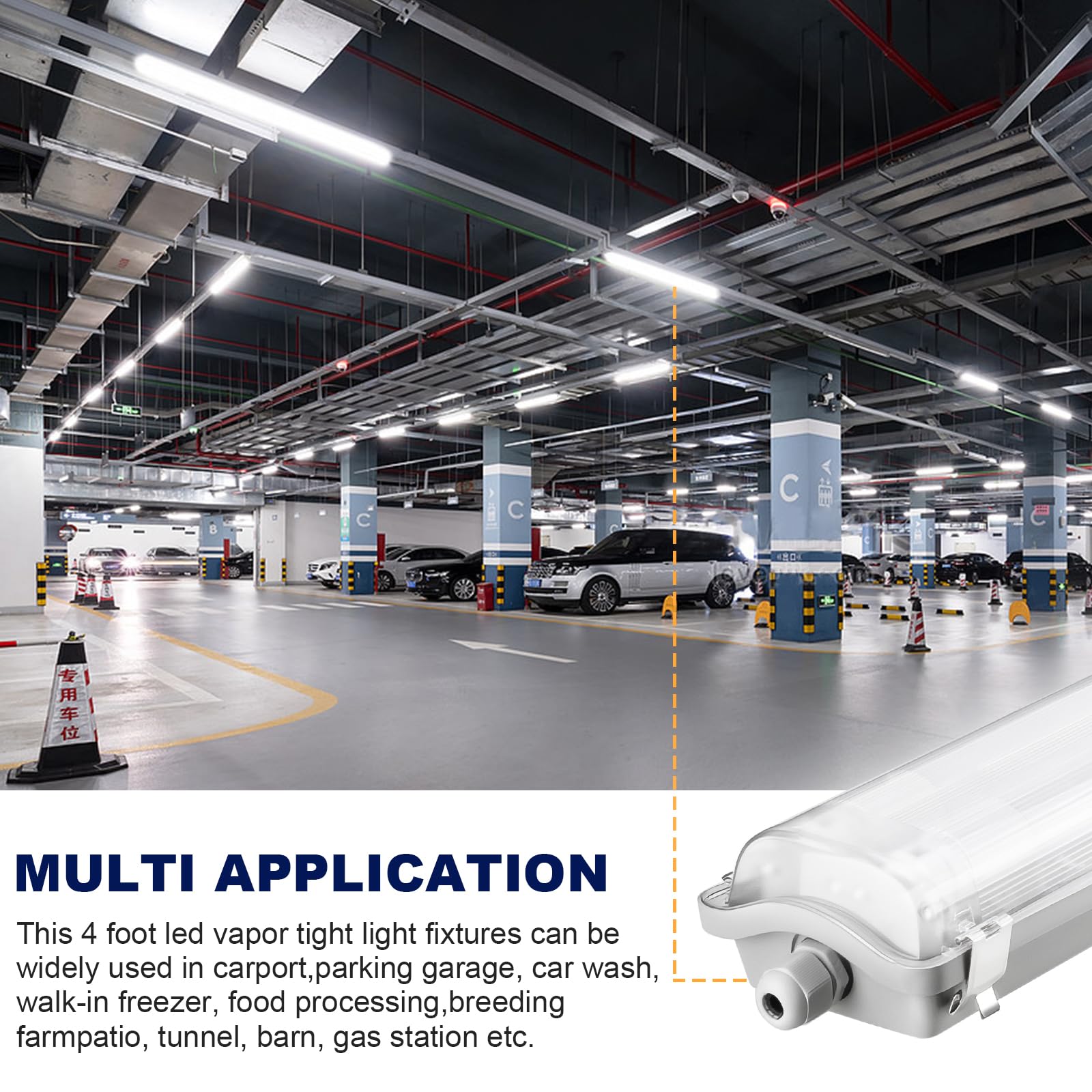 Brillihood 4200lm bright white 6500K illuminates car washes clearly.