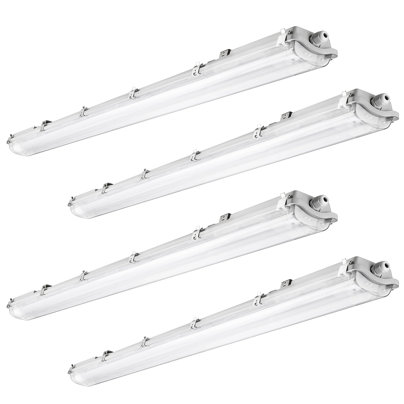 BRILLIHOOD 4ft LED vapor-tight light fixture for garages and workshops.