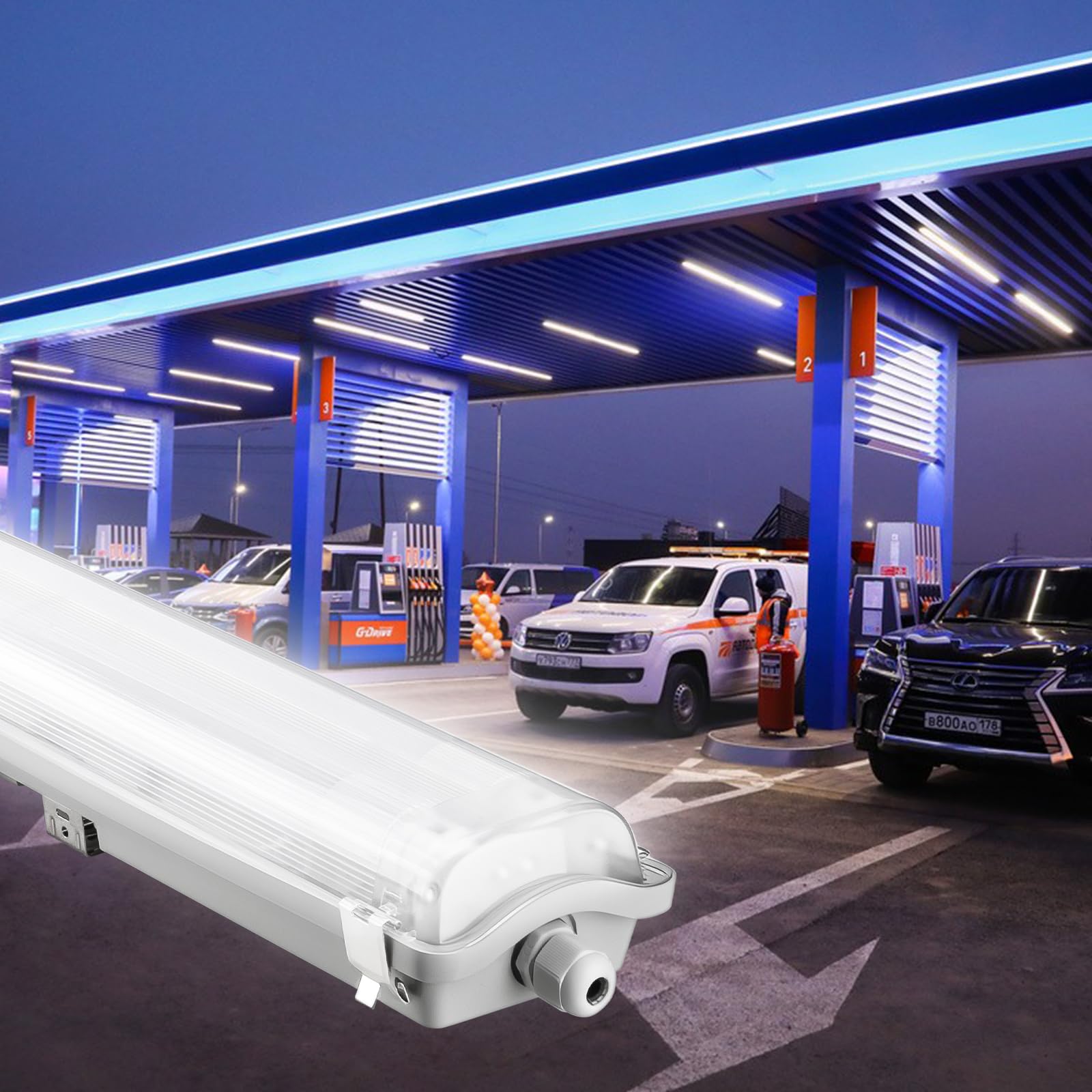 BRILLIHOOD versatile 4ft fixture for garages, basements, and storage areas.