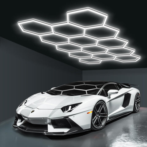 BRILLIHOOD Hexagon light grid for even garage illumination and easy customization