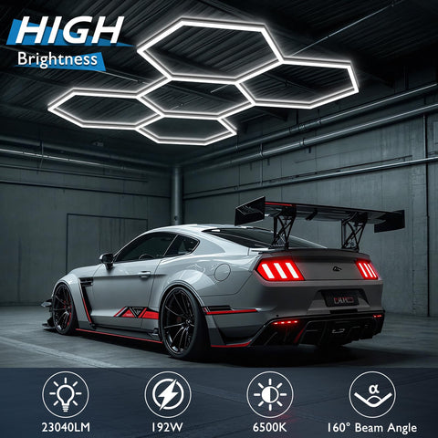 BRILLIHOOD LED hexagon grid system delivers bright, wide-area coverage.