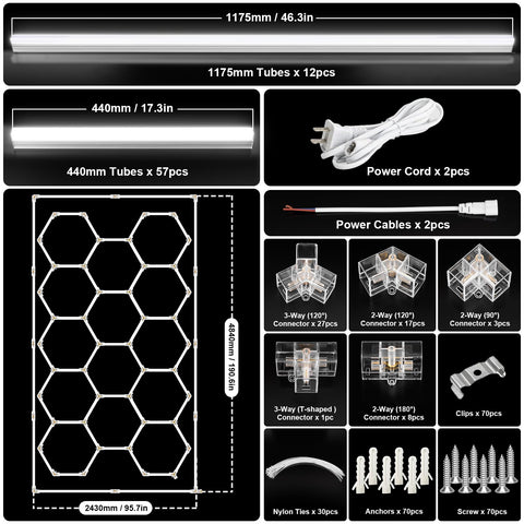 BRILLIHOOD modern garage setup with hexagon light panels