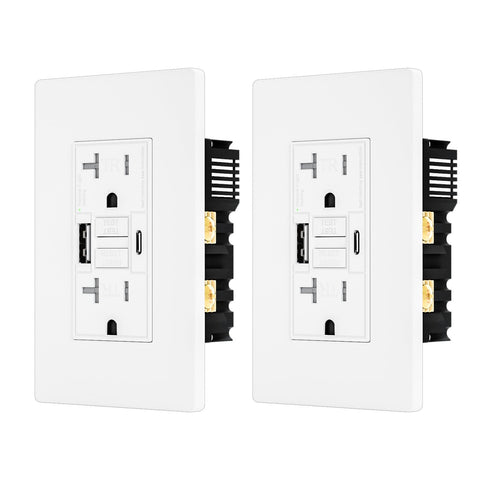 BRILLTECH 2Pack GFCI outlet with dual USB ports for fast device charging.