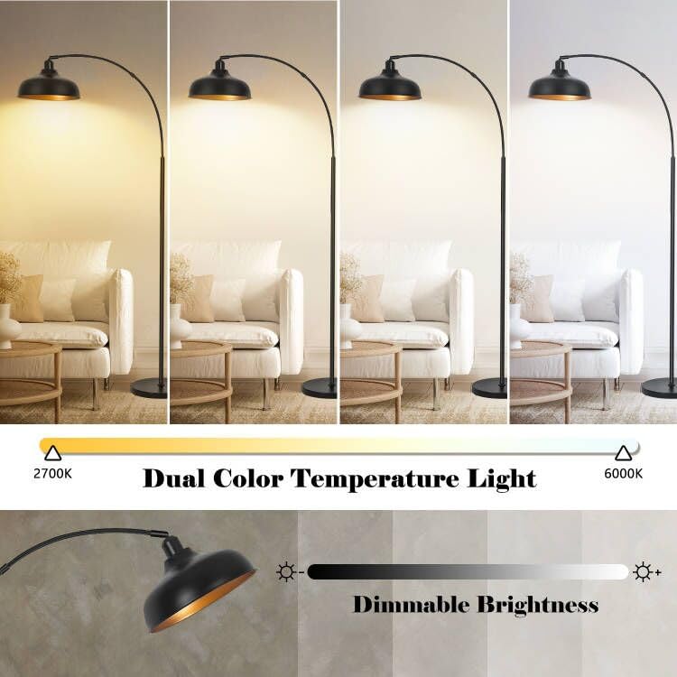 Brilvibera arch floor lamp 360-degree lampshade for focused lighting