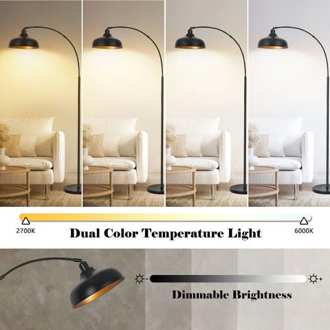 Brilvibera arch floor lamp 360-degree lampshade for focused lighting