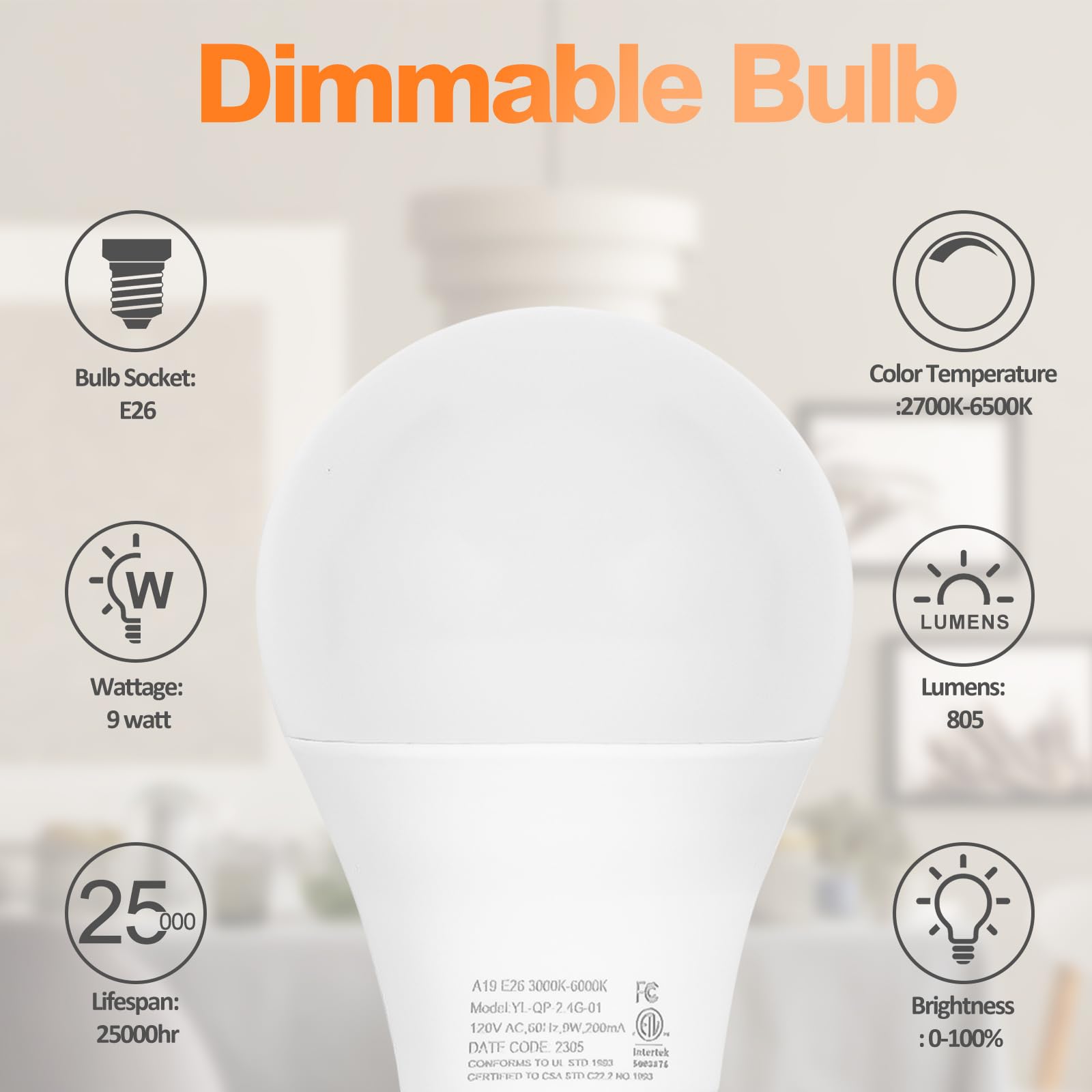 Brilvibera A19 bulbs color temperature range from warm to cool light